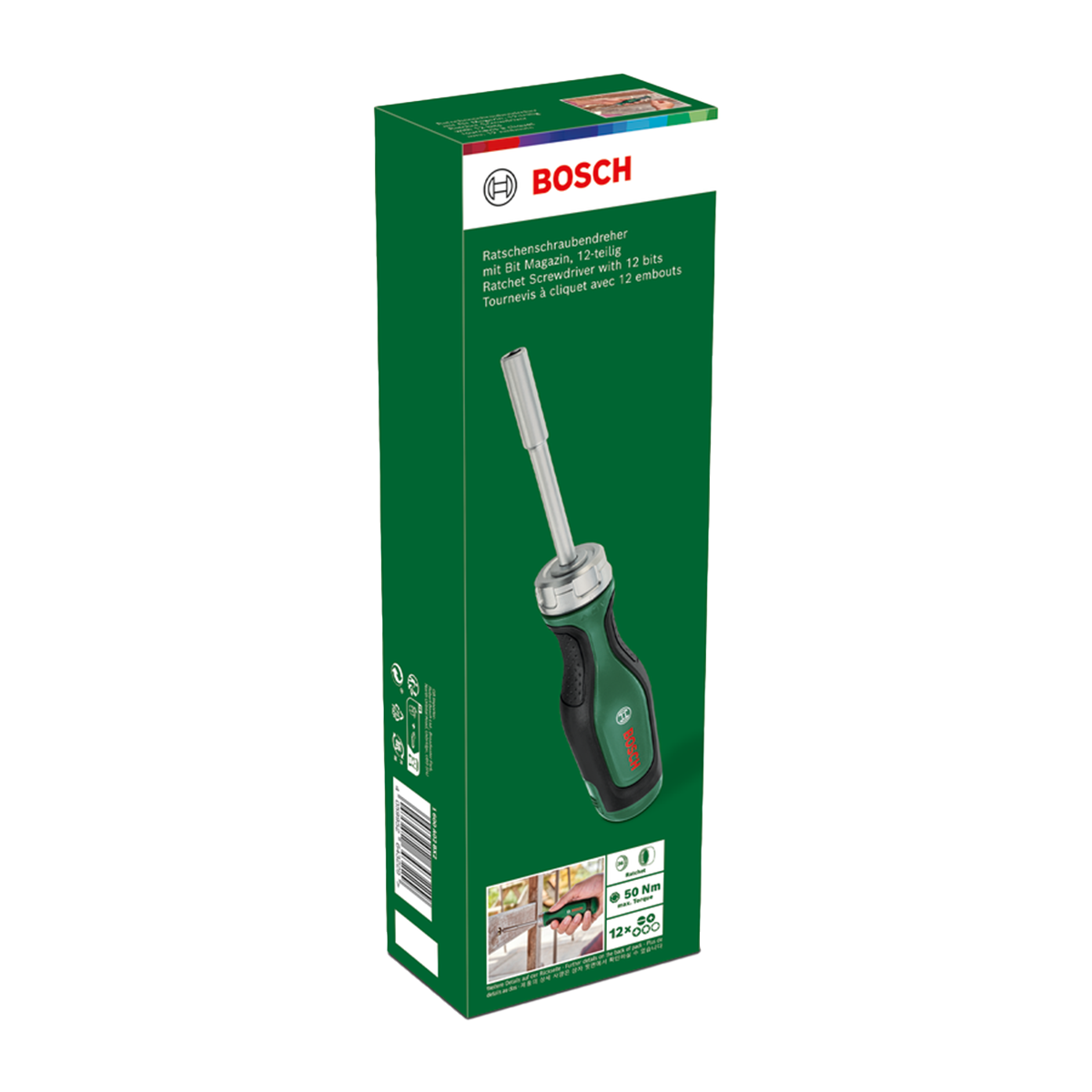 Bosch Ratchet skrúfujárn með 12 bitum