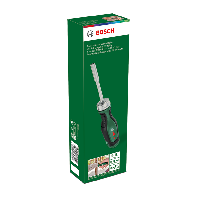 Bosch Ratchet skrúfujárn með 12 bitum